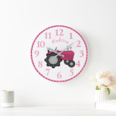 ガールズピパーソナライズされたックトラクターウォールクロック ラージ壁時計 (ホーム)
