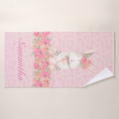 ガールズピンクかわいらしフローラウッドランドバニー バスタオル (バスタオル)