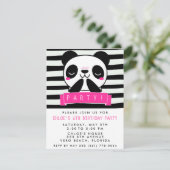 ガールズピンクとブラックかわいいパンダの誕生日パーティー 招待状 (スタンド正面)