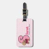 ガールズピンクのモノグラム文字S ラゲッジタグ (正面縦)