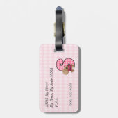 ガールズピンクのモノグラム文字S ラゲッジタグ (裏面縦)