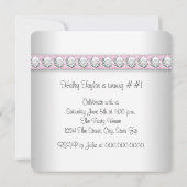 ガールズピンクの写真の誕生日パーティー 招待状 (裏面)