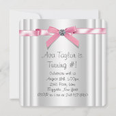 ガールズピンクの写真の誕生日パーティー 招待状 (裏面)