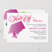 ガールズピンクの卒業パーティー招待状 招待状 (正面/裏面)