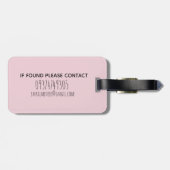 ガールズピンクの水彩ゾウサファリ&キッズネーム ラゲッジタグ (裏面横)