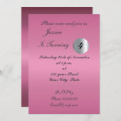 ガールズピンクの誕生日パーティーへの招待 招待状 (正面/裏面)