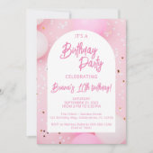 ガールズピンクの誕生日パーティー 招待状 (正面)