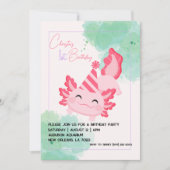 ガールズピンクアクソロトル1st誕生日パーティの招待状 招待状 (正面)