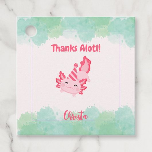 ガールズピンクアクソロトル1st誕生日パーティー フェイバータグ (正面)