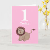 ガールズピンクイスト誕生日ジャングルアニマルカード カード (黄色い花)