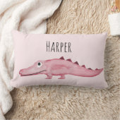 ガールズピンクウォーターカラークロコダイルサファリベビー ランバークッション (ブランケット)