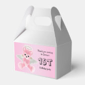 ガールズピンクエンジェルテディベア1st誕生日パーティー フェイバーボックス (正面サイド)