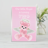 ガールズピンクエンジェルテディベア2nd誕生日パーティー 招待状 (スタンド正面)