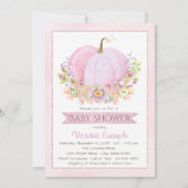 ガールズピンクカボチャベビーシャワー招待状 招待状 (正面)