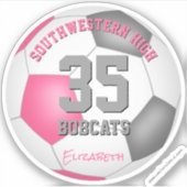 ガールズピンクグレーパーソナライズされたサッカー シール (正面)