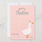 ガールズピンクグースファースト誕生日タイムカプセルカード 招待状 (正面)