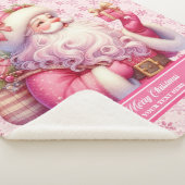 ガールズピンクサンタクリスマスブランケット名前をカスタムする シェルパブランケット (3/4)