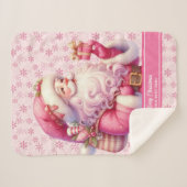 ガールズピンクサンタクリスマスブランケット名前をカスタムする シェルパブランケット (正面(横))