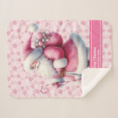 ガールズピンクサンタクロース毛布カスタムピンクマス名 シェルパブランケット (正面(横))