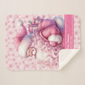 ガールズピンクサンタネームブランケットホリデーピンクマス シェルパブランケット (正面(横))