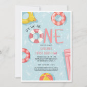 ガールズピンクザビッグワンビーチクラブ第1誕生日 招待状 (正面)