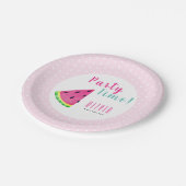 ガールズピンクスイカ誕生日パーティーパーソナライズされた ペーパープレート (アングル)