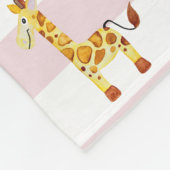 ガールズピンクストライプののサファリ動物と名前キッズ フリースブランケット (角)