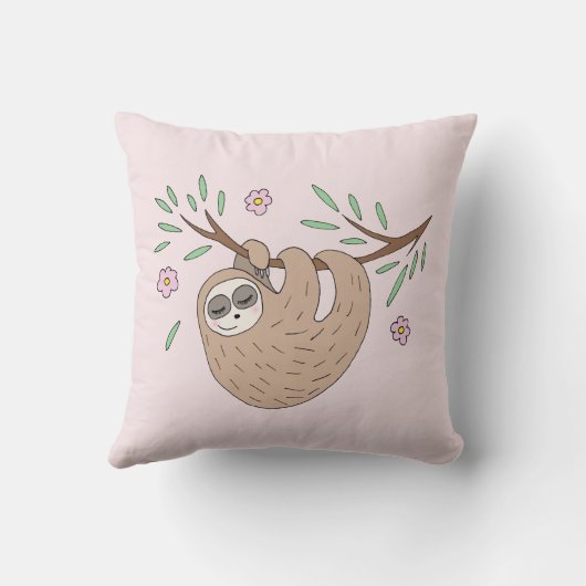 ガールズピンクスリーピングスロース誕生統計子供部屋 クッション (裏面)