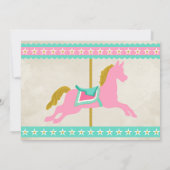 ガールズピンクターコイズ金ゴールド回転木馬パーティー 招待状 (裏面)