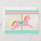 ガールズピンクターコイズ金ゴールド回転木馬パーティー 招待状 (裏面)