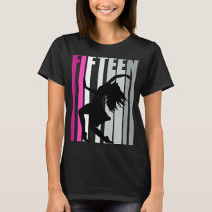 ガールズピンクダンス15誕生日表現豊かなダンサーT Tシャツ