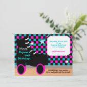 ガールズピンクティール（緑がかった色）スケートで滑るスケートパーティの招待状 招待状 (スタンド正面)