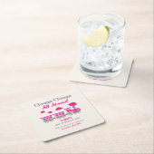 ガールズピンクトレイン任意の年齢の誕生日パーティー スクエアペーパーコースター (インサイチュ)