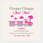 ガールズピンクトレイン2nd誕生日パーティー スクエアシール (正面)