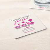 ガールズピンクトレイン2nd誕生日パーティー スクエアペーパーコースター (アングル)