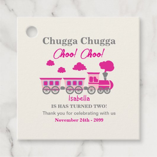 ガールズピンクトレイン2nd誕生日パーティー フェイバータグ (正面)