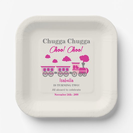ガールズピンクトレイン2nd誕生日パーティー ペーパープレート (正面)