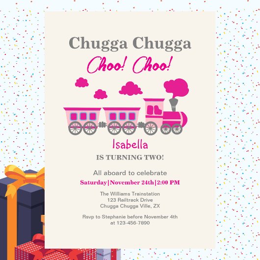 ガールズピンクトレイン2nd誕生日パーティー 招待状