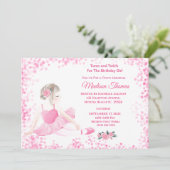 ガールズピンクバレリナスパークルハートバースデーパーティー 招待状 (スタンド正面)