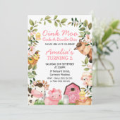 ガールズピンクバーンファームアニマルズフリージ誕生日 招待状 (スタンド正面)