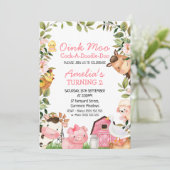 ガールズピンクバーンファームダックリーフ誕生日 招待状 (スタンド正面)