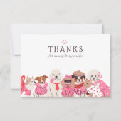 ガールズピンクパピーポーティ誕生日 サンキューカード (正面)