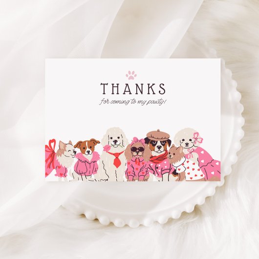 ガールズピンクパピーポーティ誕生日 サンキューカード