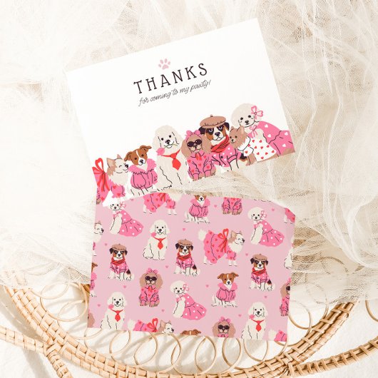 ガールズピンクパピーポーティ誕生日 サンキューカード