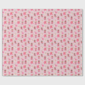 ガールズピンクパピーポーティ誕生日 ラッピングペーパー (フラット)