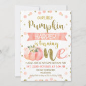 ガールズピンクパンプキンファースト誕生日招待状 招待状 (正面)