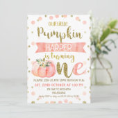 ガールズピンクパンプキンファースト誕生日招待状 招待状 (スタンド正面)