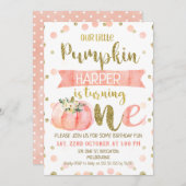 ガールズピンクパンプキンファースト誕生日招待状 招待状 (正面/裏面)