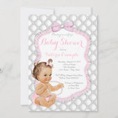 ガールズピンクパール赤ちゃんシャワー 招待状 (正面)