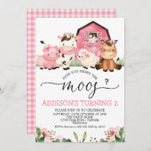ガールズピンクファーム聞いたことがあるMoos誕生日 招待状 (正面/裏面)